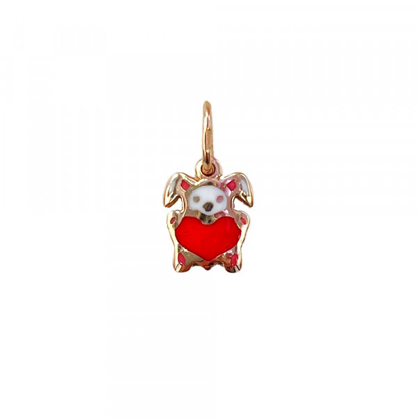 Кулон з золота червоного кольору з емаллю «Серце»