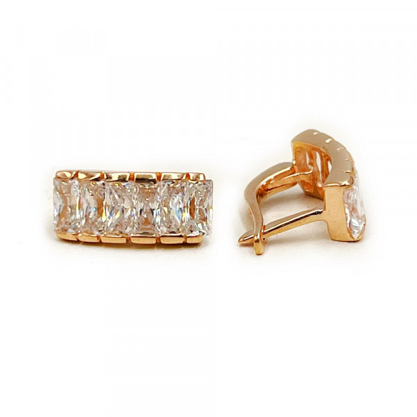 Золоті сережки у червоному кольорі з цирконом