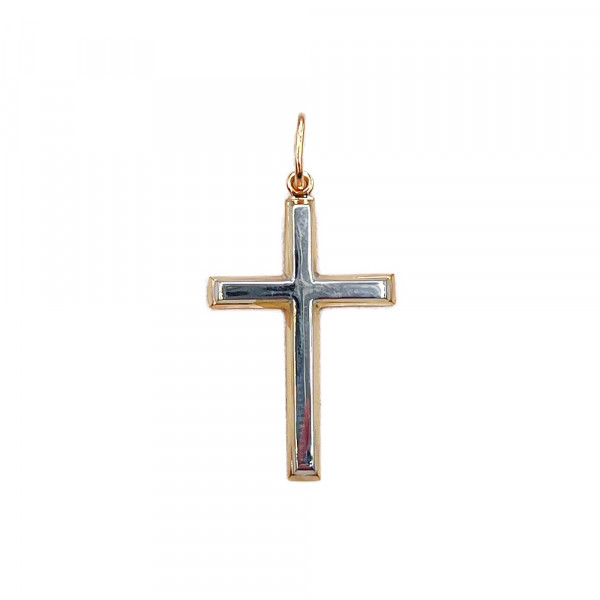 Крестик из золота в красном с белым цвете