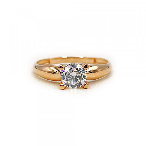 Каблучка з золота червоного кольору з цирконом