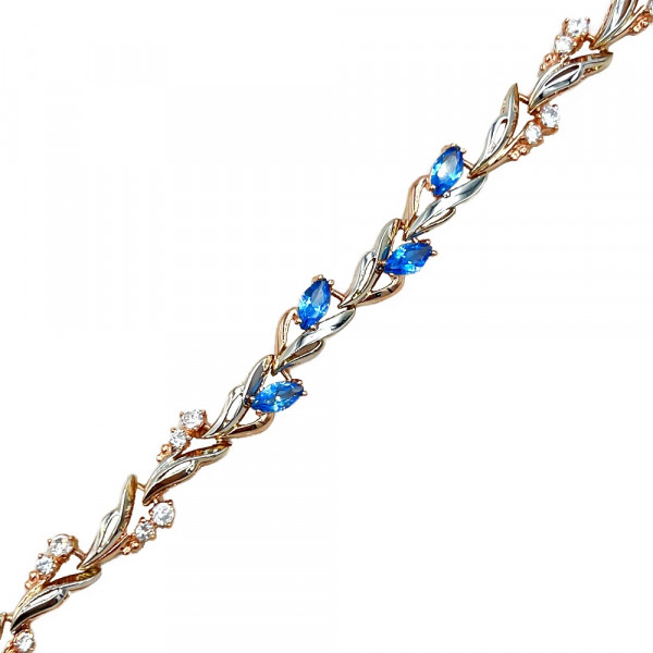 Браслет из золота красного с белым цвета с цирконом