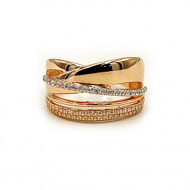 Каблучка з золота у червоному кольорі з цирконом 01-200894392