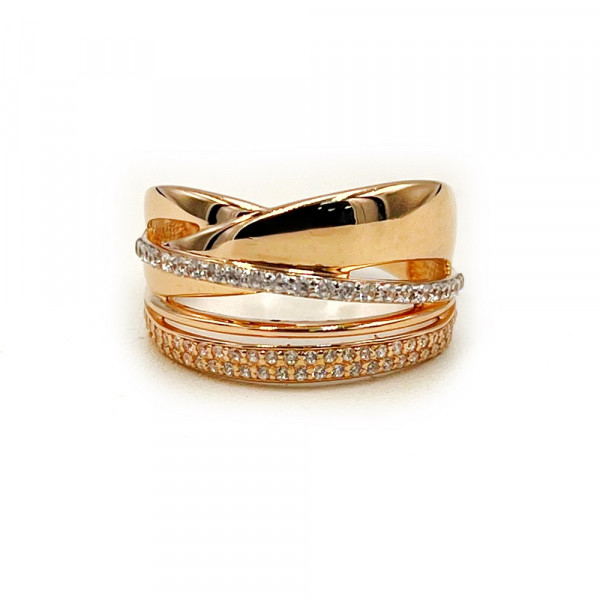 Каблучка з золота у червоному кольорі з цирконом