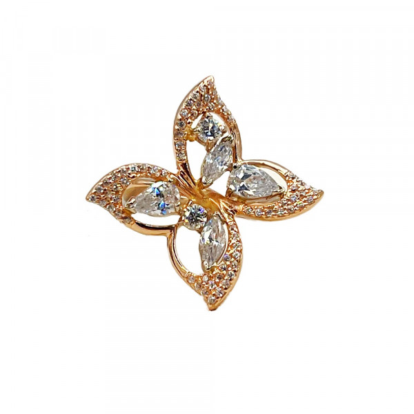 Золота каблучка червоного кольору з цирконом