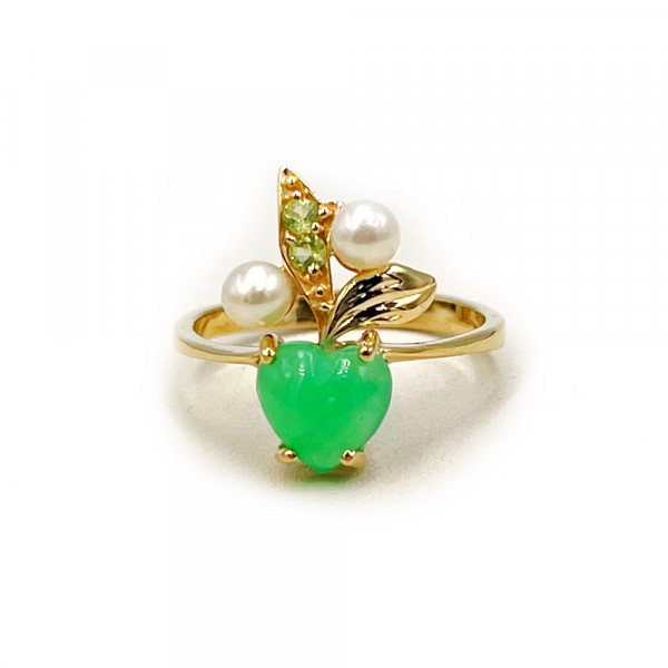 Кольцо из золота желтого цвета с цирконом «Сердце»