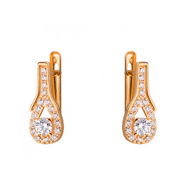 Серьги из красного золота с цирконом 01-19326393