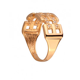 Золотое кольцо в красном цвете с цирконом