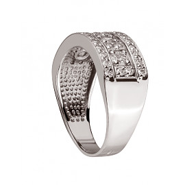 Золотое кольцо белого цвета с цирконом