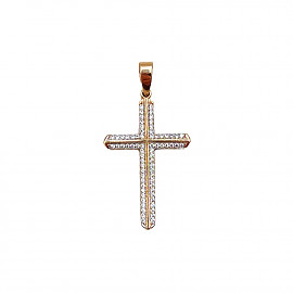 Хрестик з червоного з білим золота з цирконом 01-200204093