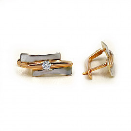 Сережки з червоного з білим золота з цирконом 01-200246093