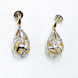 Золоті сережки з білими діамантами 01-200789793