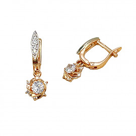 Золоті сережки червоного кольору з цирконом 01-200796893