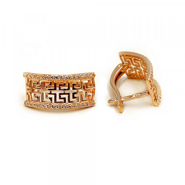 Серьги из золота в красном цвете с цирконом