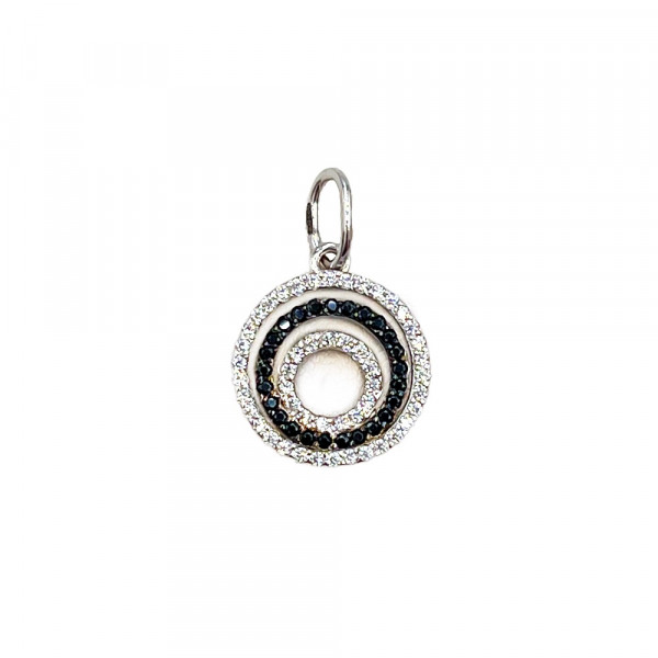 Кулон из белого золота с цирконом «Круги»