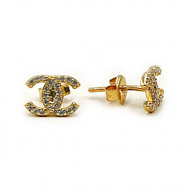 Серьги из желтого золота с цирконом 01-200850893