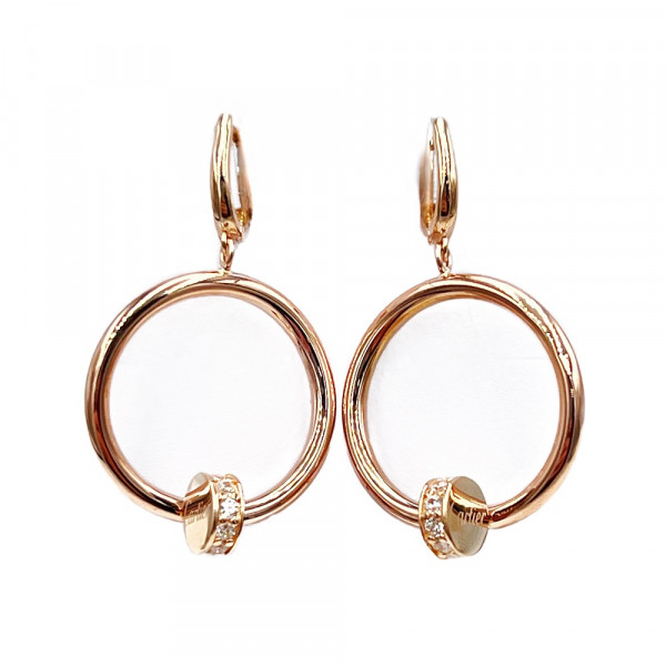 Золоті сережки червоного кольору з цирконом