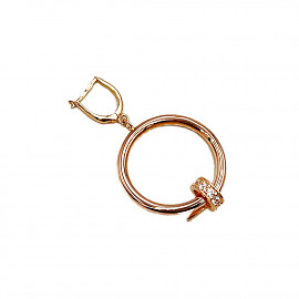 Золоті сережки червоного кольору з цирконом