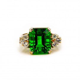 Золотое кольцо с желтыми бриллиантами и цирконом 01-200872393