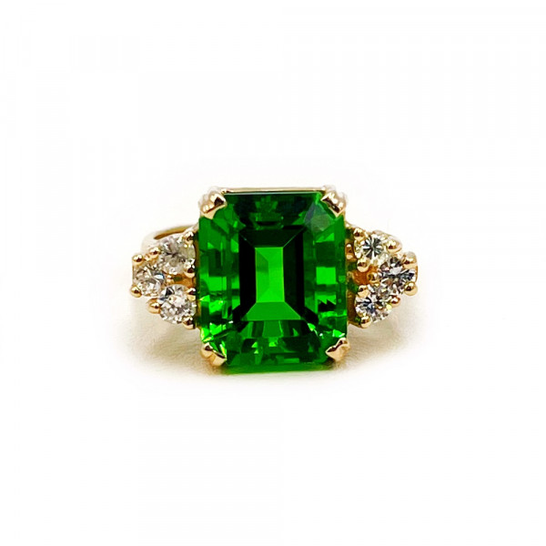 Золота каблучка з жовтими діамантами та цирконом