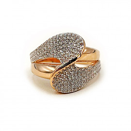 Каблучка з червоного з білим золота з цирконом 01-200890093