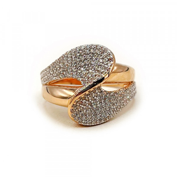 Каблучка з червоного з білим золота з цирконом