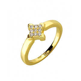 Кольцо из золота в желтом цвете с белыми бриллиантами 01-19272494