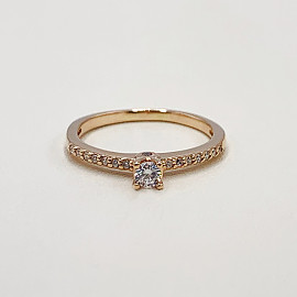 Золотое кольцо в красном цвете с цирконом 01-19333894