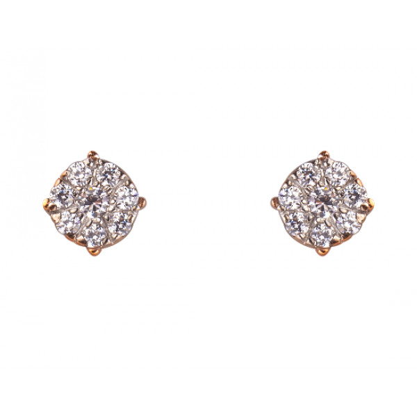 Серьги из золота в красном с белым цвете с цирконом