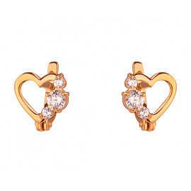 Серьги из золота с цирконом «Сердце» 01-200159894