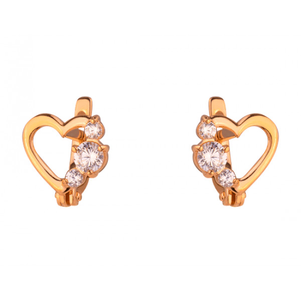 Сережки з золота з цирконом «Серце»