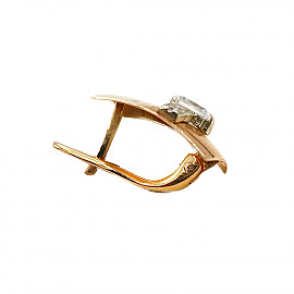 Золоті сережки у червоному з білим кольорі з цирконом