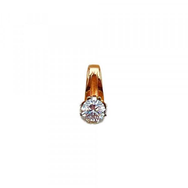 Золотий кулон у червоному з білим кольорі з цирконом