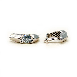 Сережки з золота у білому кольорі з цирконом 01-200351094