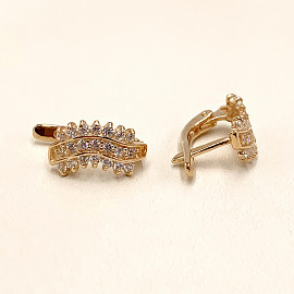 Золотые серьги в красном цвете с цирконом 01-200384494