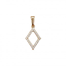 Золотой кулон красного цвета с цирконом «Ромб» 01-200757294