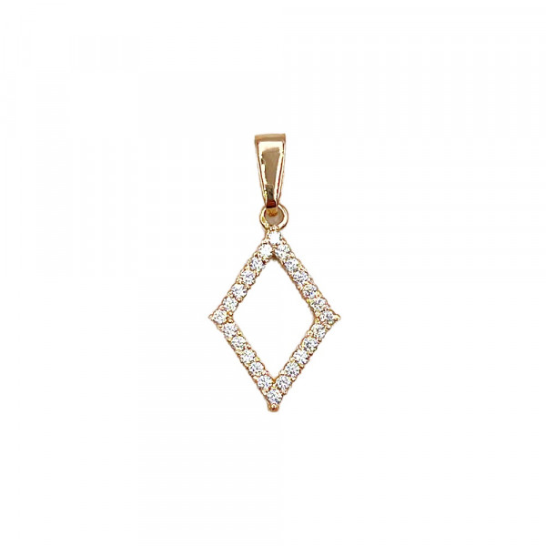 Золотой кулон красного цвета с цирконом «Ромб»