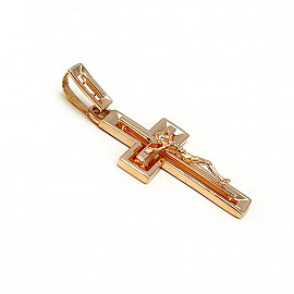 Крестик из золота в красном цвете