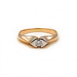 Кольцо из красного с белым золота с белым бриллиантом 01-200781894