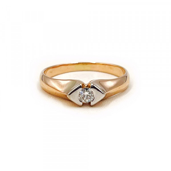 Каблучка з червоного з білим золота з білим діамантом