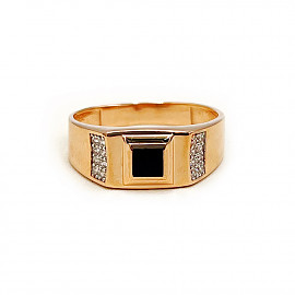 Перстень из золота в красном с белым цвете с цирконом 01-200806094