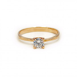 Золота каблучка червоного кольору з цирконом 01-200809094