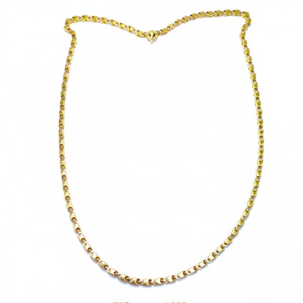 Золотая цепочка желтого с белым цвета с желтыми бриллиантами