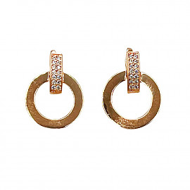 Золоті сережки у червоному кольорі з цирконом 01-200867494