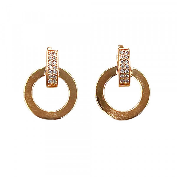 Золоті сережки у червоному кольорі з цирконом