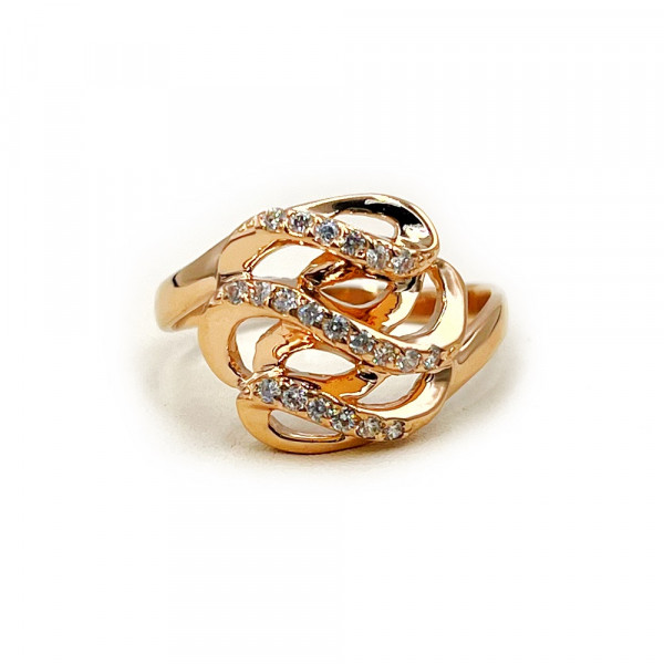 Каблучка з золота у червоному кольорі з цирконом