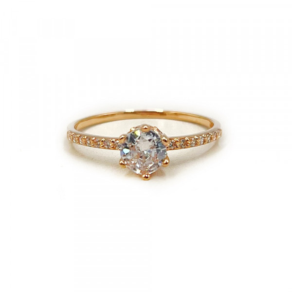 Каблучка з червоного золота з цирконом