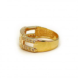 Золотое кольцо в желтом цвете с цирконом
