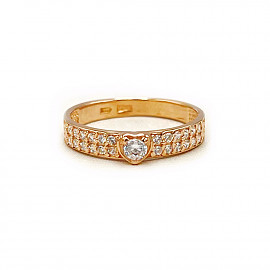 Кольцо из золота красного цвета с цирконом 01-200924794