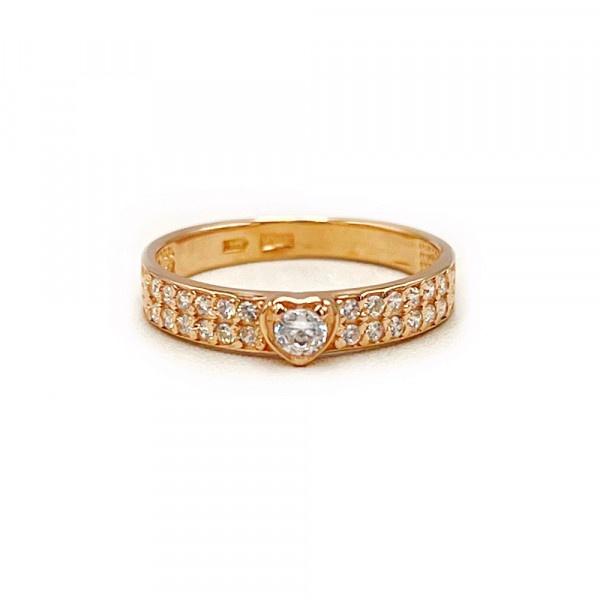 Кольцо из золота красного цвета с цирконом