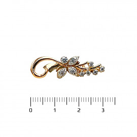 Брошка з червоного з білим золота з цирконом